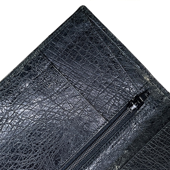 Black Ostrich Leather Checkbook Holder from South Africa - Picture 4 of 5